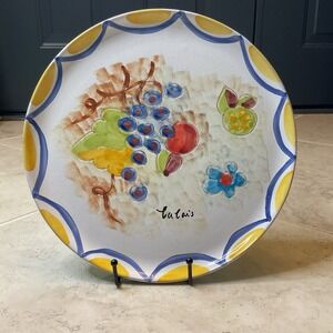 Himark Portugal Signed Ceramic Plate, Fruit, Signed "Calais", 11 Inches